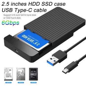 Жесткий диск 2,5-Дюймовый Корпус Для жесткого диска Мобильный Жесткий диск HD SSD Кабель SATA-USB Type-C Внешняя Поддержка жестких дисков Емкостью 6 ТБ