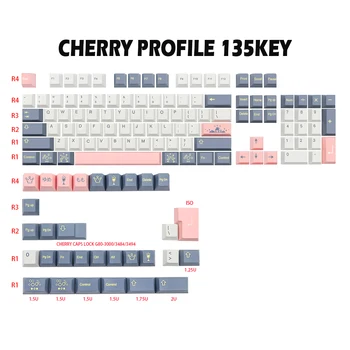 135 Ключей/набор Momo Yume Keycap Cherry Profile pbt Japan Font Keycaps Для Переключателей MX dz60 GK61 аниме Сублимационный Колпачок для ключей