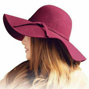 Новые Осенне-зимние женские шляпы-котелки для девочек, Элегантные мягкие фетровые шляпы из винтажного фетра, Модная однотонная женская шляпа с широкими полями, куполообразная кепка