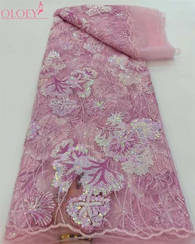 Высококачественная Модная французская кружевная ткань с вышивкой и блестками, Африканская нигерийская кружевная ткань для Свадебного платья