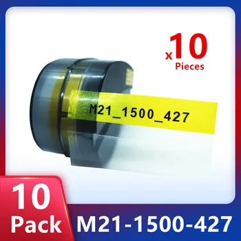 10 Упаковок Заменяют Картридж для этикеток с виниловой лентой M21-1500-427 Черного цвета на Бело-желтом Для Портативного принтера fita de etiqueta