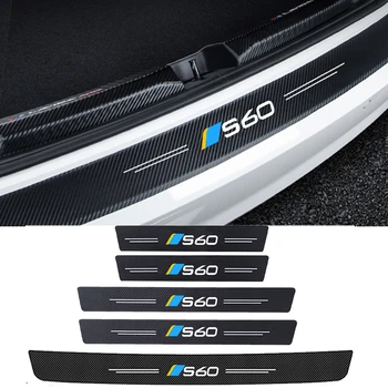 Для Volvo S60 Логотип Из Углеродного Волокна, Автомобильная Дверь, Багажник, Задний Порог, Водонепроницаемые Наклейки, Порог, Наклейки Против Царапин, Украшение Интерьера