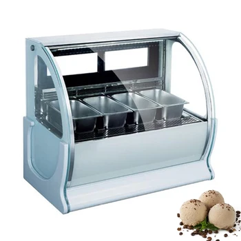 Машина для Витрины мороженого Мощностью 850 Вт, Коммерческая Морозильная камера для Мороженой Каши, 6 Круглых Бочек, Машина Для хранения мороженого