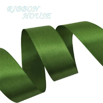 (25 ярдов/рулон) 40 мм Оливково-зеленая лента для украшения, Атласная лента с одним лицом, подарочные Рождественские ленты