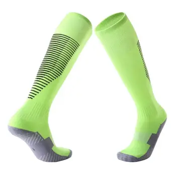 Профессиональные полосатые спортивные футбольные носки с высоким коленом, длинный чулок для велоспорта, дышащий нескользящий футбольный носок для взрослых детей