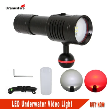Подводный фонарик для дайвинга DL-73R, видеолампа, Белый, красный светодиодный фонарь для подводного плавания, 6 режимов фотоосвещения