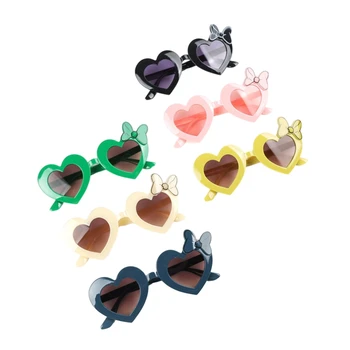 Детские солнцезащитные очки для маленьких мальчиков и девочек с защитой от ультрафиолета в форме сердца с бантом, Милые солнцезащитные очки, Детские уличные пляжные очки, Детские головные уборы