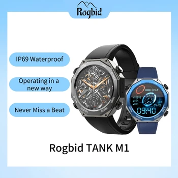 Уличные смарт-часы Rogbid Tank M1 IP68 5ATM водонепроницаемые умные часы для плавания с Bluetooth-вызовом для фитнеса на открытом воздухе для телефона Xiaomi