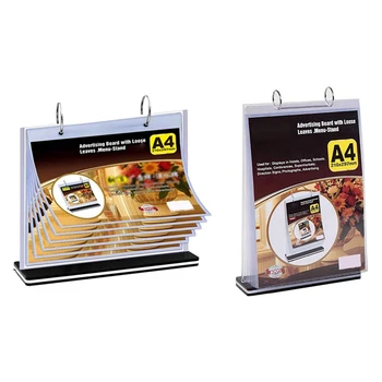 2X Многостраничная подставка для карточек формата А4 с откидной крышкой, подставка для этикеток, Съемный держатель бизнес-меню для этикеток