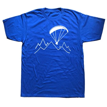 Горная мужская футболка Премиум-класса Paragliding Mountain, Летняя Хлопковая Футболка Adventure Paraglider С Круглым вырезом, Крутые Футболки, Топ Уличной Одежды