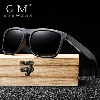 GM Новые поступления, Черные деревянные Поляризованные солнцезащитные очки для мужчин, Бамбуковые солнцезащитные очки, Красные линзы UV400, Модные солнцезащитные очки для вождения S5523