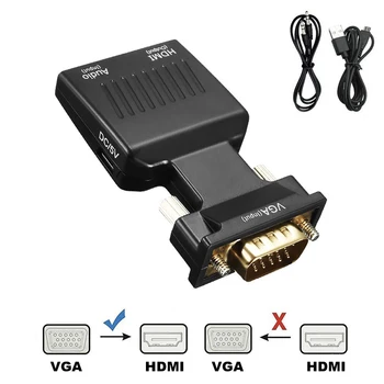 Конвертер, совместимый с VGA и HDMI, с аудиокабелями 480P/720P/1080P для PS3/4 HDTV Монитора Проектора ПК Ноутбука TV-Box