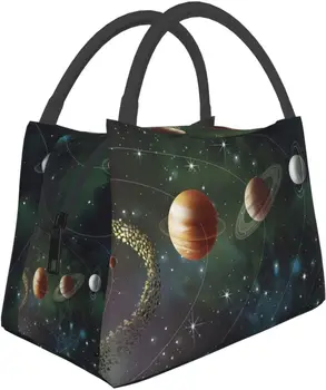 Портативная изолированная сумка для ланча с планетами Солнечной системы, водонепроницаемая сумка-бенто для офиса, школы, пеших прогулок, пляжного пикника, рыбалки