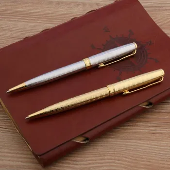 Высококачественная Золотая шариковая ручка 0,7 мм, Металлическая, серебряная, канцелярские принадлежности, школьные принадлежности, подарок, новинка