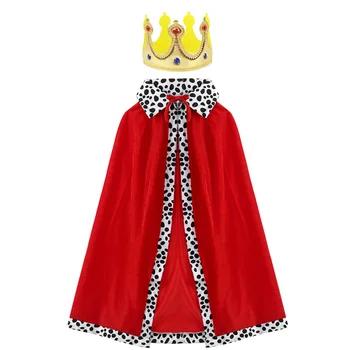 Красная накидка Короля Принца на Хэллоуин с Короной Для детей и Взрослых, Рождественская накидка