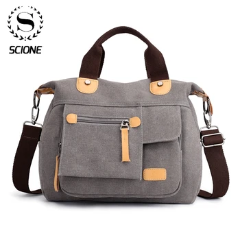 Многофункциональная холщовая сумка Scione, повседневная сумка-тоут в стиле ретро, мужской деловой портфель, большая женская сумка через плечо K515