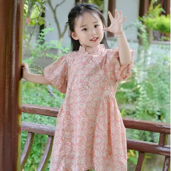 Розовое платье с пандой для маленьких девочек, детская одежда 2023, Весенне-летнее новое платье принцессы, Детское модное платье для малышей