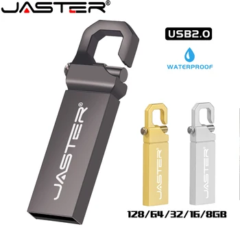 JASTER Golden Music Memory Stick USB 2,0 Серебристый Металлический Карабин Флэш-Накопитель С Бесплатным Пользовательским Логотипом 4 ГБ 8 ГБ 16 ГБ 32 ГБ 64 ГБ
