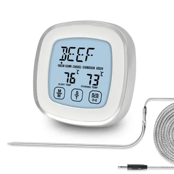 Кухонный термометр для мяса, ЖК-цифровой термометр для приготовления пищи, интеллектуальное управление сенсорным экраном для приготовления мяса в духовке, барбекю
