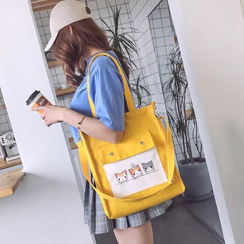 Водонепроницаемая сумка, холщовая сумка большой емкости, женская сумка-мессенджер, корейская студенческая японская сумка в стиле харадзюку на одно плечо, большая сумка-тоут