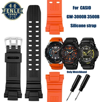 Черный Оранжевый Силиконовый ремешок Для Часов Casio G-SHOCK 5121 GW-3500B GW-3000B GW-2000 Мужской спортивный ремешок для Часов Пластиковый стальной ремешок для часов 16