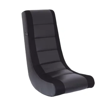 Классическое Игровое кресло-качалка из искусственной кожи с сеткой Черный/Black