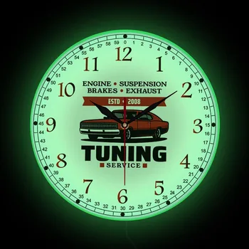 Автосервис Turing Service Современный Дизайн Настенных часов Со светодиодной подсветкой, Электронная реклама в гараже, Настенная вывеска, Светящиеся часы