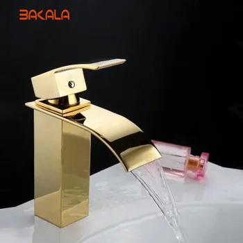 Смеситель для раковины в ванной BAKALA. Полированный золотой кран. Латунный смеситель для раковины LT-503K