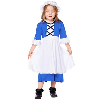 Милое платье горничной для девочек, детская карнавальная вечеринка, униформа слуги для косплея, наряды
