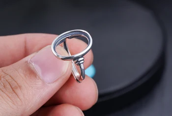 Заготовка кольца Joanlyn (овальная заготовка 10x14 мм) Регулируемое основание кольца из тайского стерлингового серебра с овальным кабошоном R962B