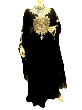 Платье из Дубая, Марокканский черный Халат из Жоржета со Стеклянным камнем, Вечернее платье Farasha