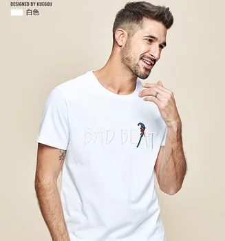 W4633- Мужская футболка с коротким рукавом, мужская хлопковая футболка с круглым вырезом и буквенной вышивкой.