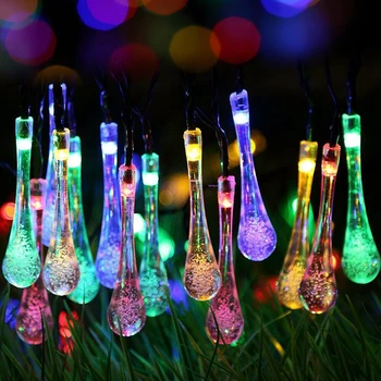 7 М 50 светодиодов, Рождественская гирлянда с каплями воды, Сказочные лампы на солнечной энергии для Рождественской вечеринки в саду на Открытом воздухе