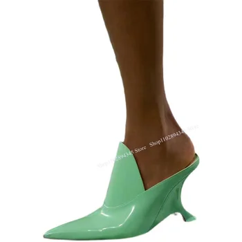 Тапочки на танкетке с острым носком, Необычный Стиль, Каблук без застежки, Модная Сексуальная Летняя женская обувь в новом стиле, Zapatillas Mujer