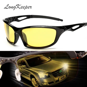 Очки Ночного видения LongKeeper Для Фар, Поляризованные Солнцезащитные очки для вождения, Желтые Линзы, Защита от UV400, Ночные Очки для Водителя
