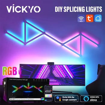 VICKYO RGB Smart LED Night Light DIY Атмосферные Настенные Светильники Приложение Управление для Спальни Подсветка телевизора Освещение Игровой Комнаты Украшения