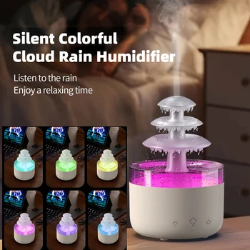 Новый 500 мл Увлажнитель воздуха с Облаками и Дождем, Эфирный Ароматерапевтический диффузор USB, Беззвучный Увлажнитель воздуха с туманом, Красочный Атмосферный Ночник