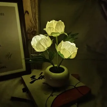 Искусственный цветок Тюльпан Настольная лампа СВЕТОДИОДНЫЙ Цветок Прикроватная лампа Спальня Сон Домашний Ночник Декоративная лампа