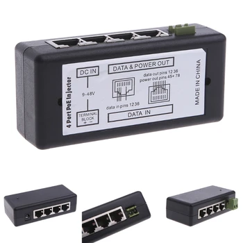 4-Портовый POE инжектор для IP-камер видеонаблюдения, адаптер питания через Ethernet, Адаптер питания POE