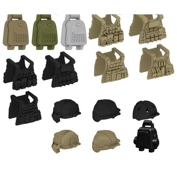 Современный военный жилет, рюкзак, шлем, оружие, военный спецназ, совместим с фигурками, оригинальными строительными блоками 