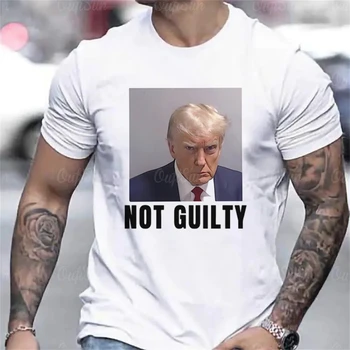 Футболка Not Guilty Trump MAGA Для мужчин, Забавный Политический Мем, Футболки для фанатов Трампа, Топы, Повседневная футболка Унисекс с круглым вырезом, Размер Ес