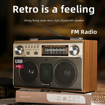 Деревянный Ретро FM-радио Беспроводной Bluetooth Динамик Высококачественный Портативный домашний трехдиапазонный сабвуфер Мобильный телефон TF карта USB