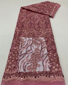 Высококачественная африканская кружевная ткань, Сетчатое кружево с блестками, Роскошная вышитая тюлевая кружевная ткань для швейных принадлежностей