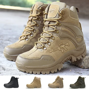 Мужские военные тактические ботинки Тактическая мужская Обувь Боевые Ботильоны Высококачественная Охотничья Походная обувь для Кемпинга Мужская Защитная обувь