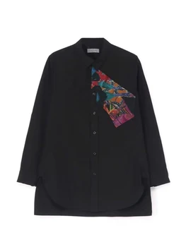 Футболки с рисунком из ткани с граффити, топы, рубашка yohji yamamoto, черная рубашка Owens, топы для мужчин, рубашки и блузки