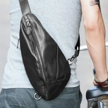 Мужская кожаная нагрудная сумка AETOO, простая и универсальная уличная сумка-мессенджер на одно плечо, повседневный корейский модный бренд, маленький рюкзак