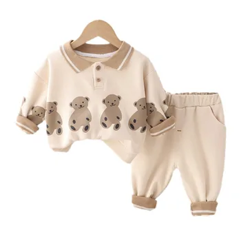 Новая весенне-осенняя одежда для маленьких девочек, одежда для маленьких мальчиков, Детская повседневная футболка, Штаны, 2 шт./компл., костюм для малышей, Детские спортивные костюмы