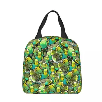 Переносная сумка для ланча с рисунком волнистого попугайчика, сумка-холодильник для домашних птиц, изоляционные сумки для хранения продуктов для пикника