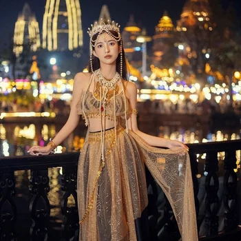 Одежда в этническом стиле, Ханьфу, женщина-принцесса из Западных регионов, фотосъемка, одежда в экзотическом стиле, Сишуанбаньна