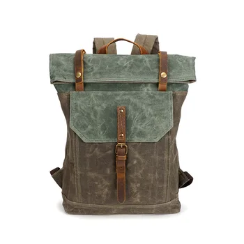 Обязательный рюкзак для мужчин, водонепроницаемый винтажный рюкзак Эксклюзивного дизайна, Модная дорожная сумка Crazy Horse, украшенная кожей